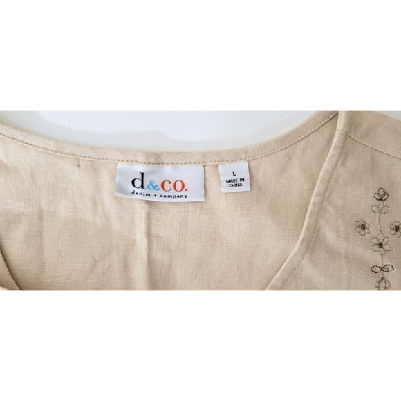 D & Co. Two Piece Embroidered Linen Blend Tank Top and Blouse Set NWT - Picture 6 of 8